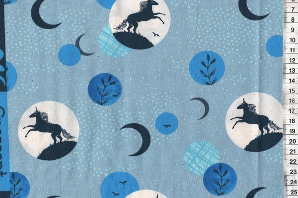 Reststück Ruby Star Society Crescent Soft Blue Unicorn Moon by Sarah Watts