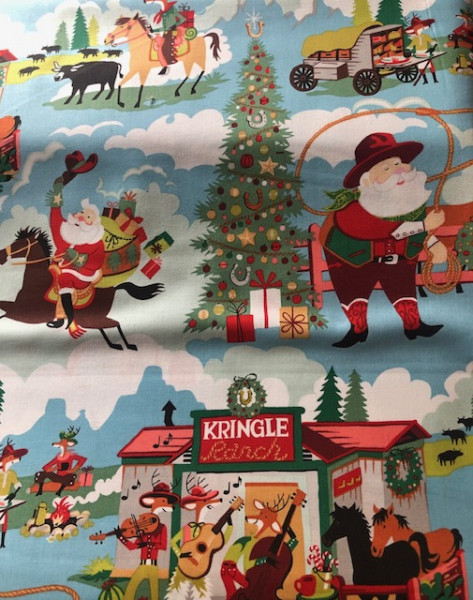 Alexander Henry Christmas TIme Kringle Farm blue