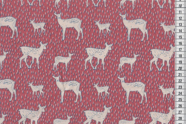 Tréfle Rehe im Pixelwald Kokka Canvas rot