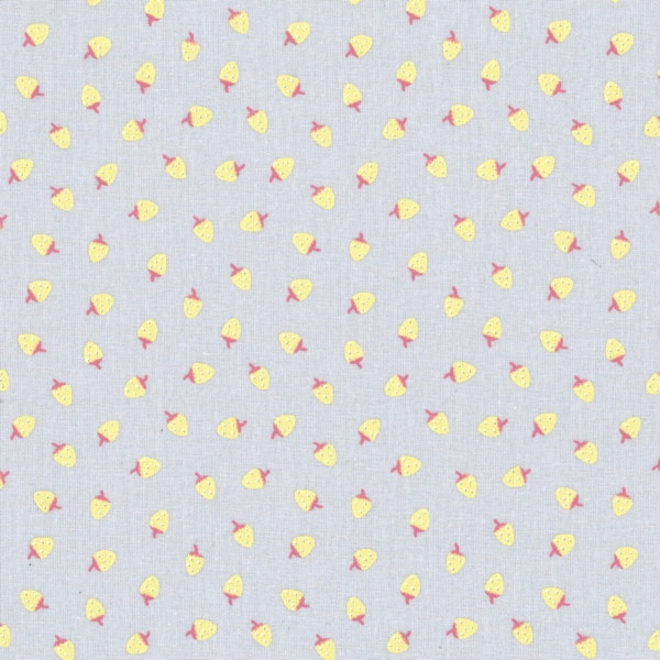 Wachstuch Oilcloth Strawberries Dusty Blue Yellow