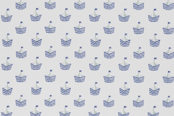 Stretchjersey Nautical Baby Schiffchen blau