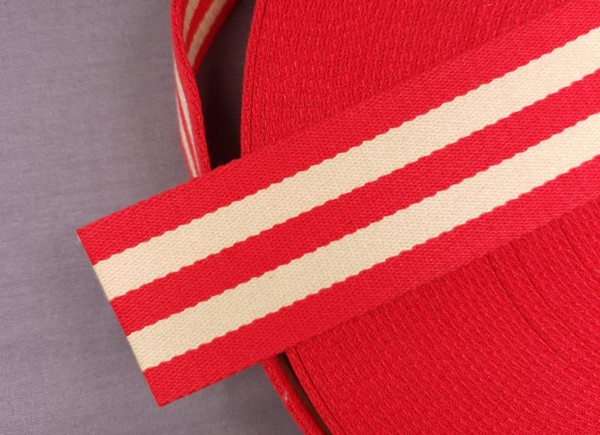 Gurtband 5 cm rot/wollweiß