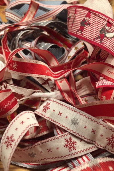 Bandsalat rot/grau weihnachtlich