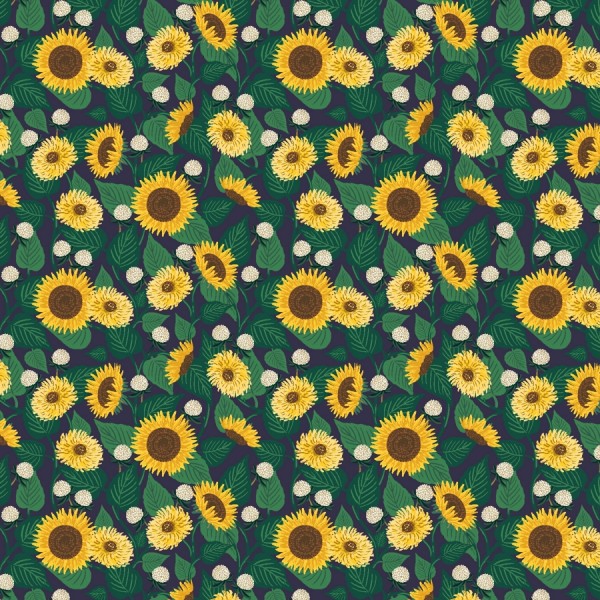 Cotton and Steel Rifle Paper Curio Sunflower Fields Navy