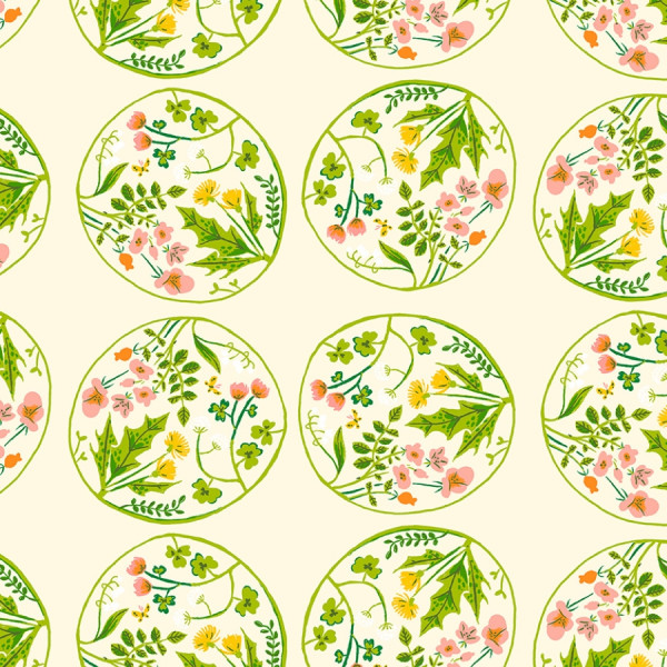 Heather Ross Studio Edit Florals Wreaths cream