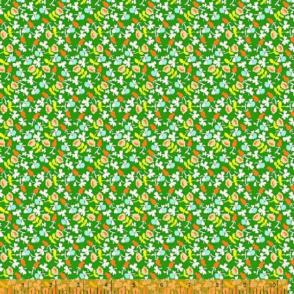 Heather Ross Lucky Rabbit Calico Blooms green