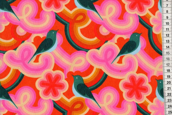 Ruby Star Society Social Birds & Flowers Red by Melody Miller