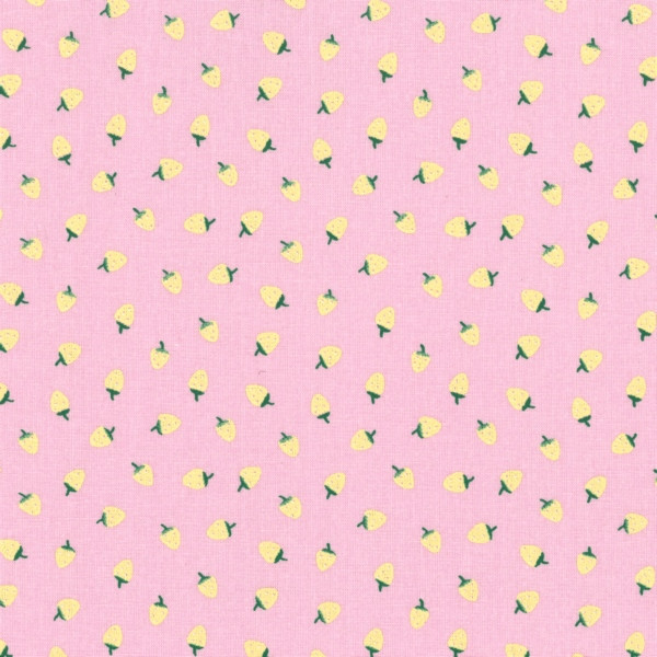 Wachstuch Oilcloth Strawberries Pink Yellow