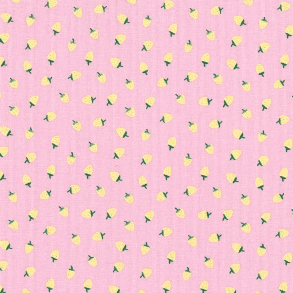 Wachstuch Oilcloth Strawberries Pink Yellow