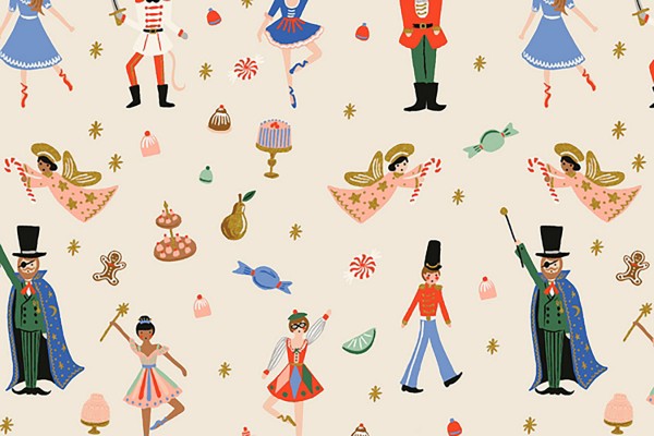 Cotton and Steel Rifle Paper Holiday Classics Land of Sweets cream metallic