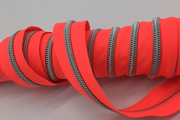 Reißverschluss metallisiert neonpink/silber breite Raupe