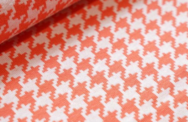Bio Strickjacquard Hahnentritt koralle Stoffonkel