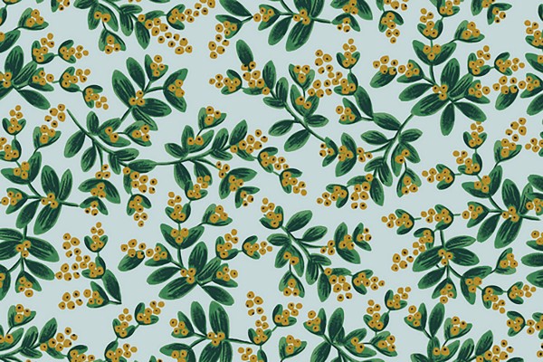 Cotton and Steel Rifle Paper Holiday Classics Mistletoe mint metallic