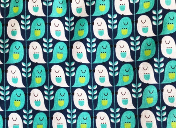 Kokka Mees&Mees Canvas Retro Vögelchen jeansblau