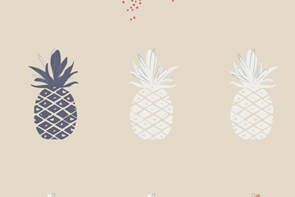 Canvas Ananas cream Charleston by Amy Sinibaldi