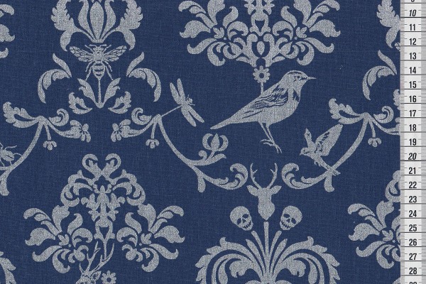 Echino classic animals royalblau/silber