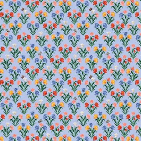 Cotton and Steel Rifle Paper Curio Tulips light blue
