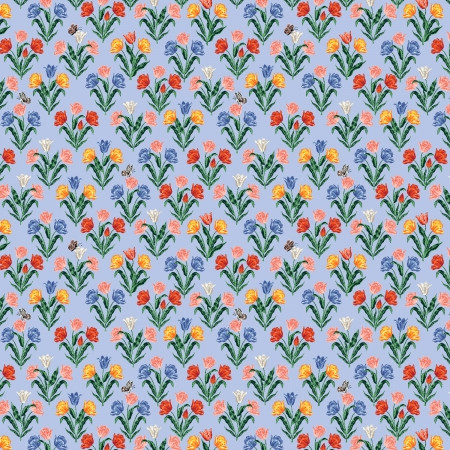 Cotton and Steel Rifle Paper Curio Tulips light blue