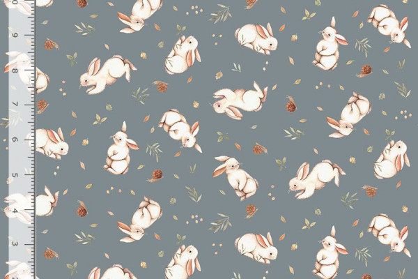 Dear Stella Fabrics Little Forest Nina Stajner Bunnies Sage