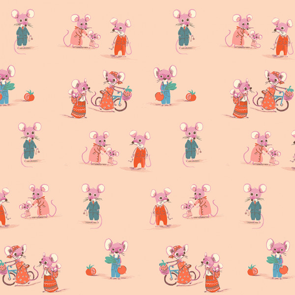 Heather Ross Country Mouse Peach