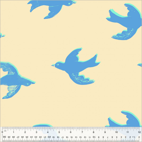 Heather Ross Quilt Back Blue Bird Ivory
