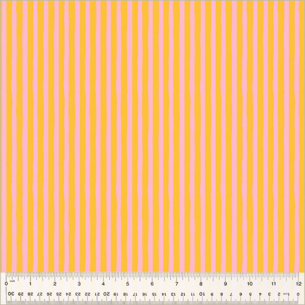 Heather Ross Ruby and Bee Blenders Drawn Stripes Turmeric/ Vervain